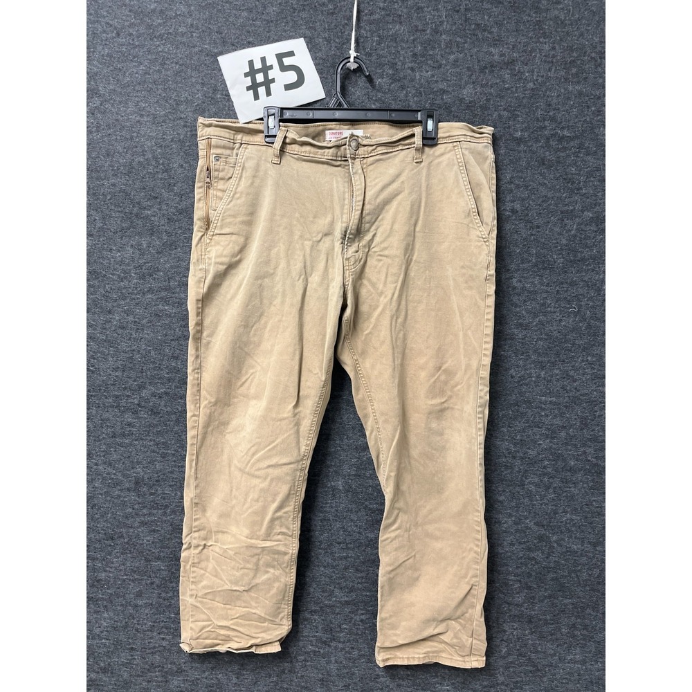 Signature Levi's Athletic Chino Pants Mens 40x30 Brown Twill Cotton Stretch